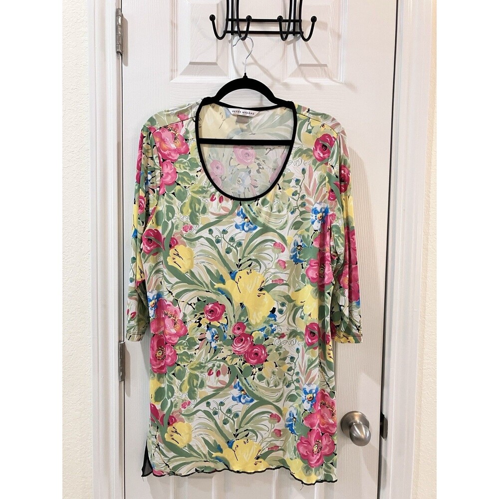 Peter Nygard Size Large Floral Tunic Waterfall Sides